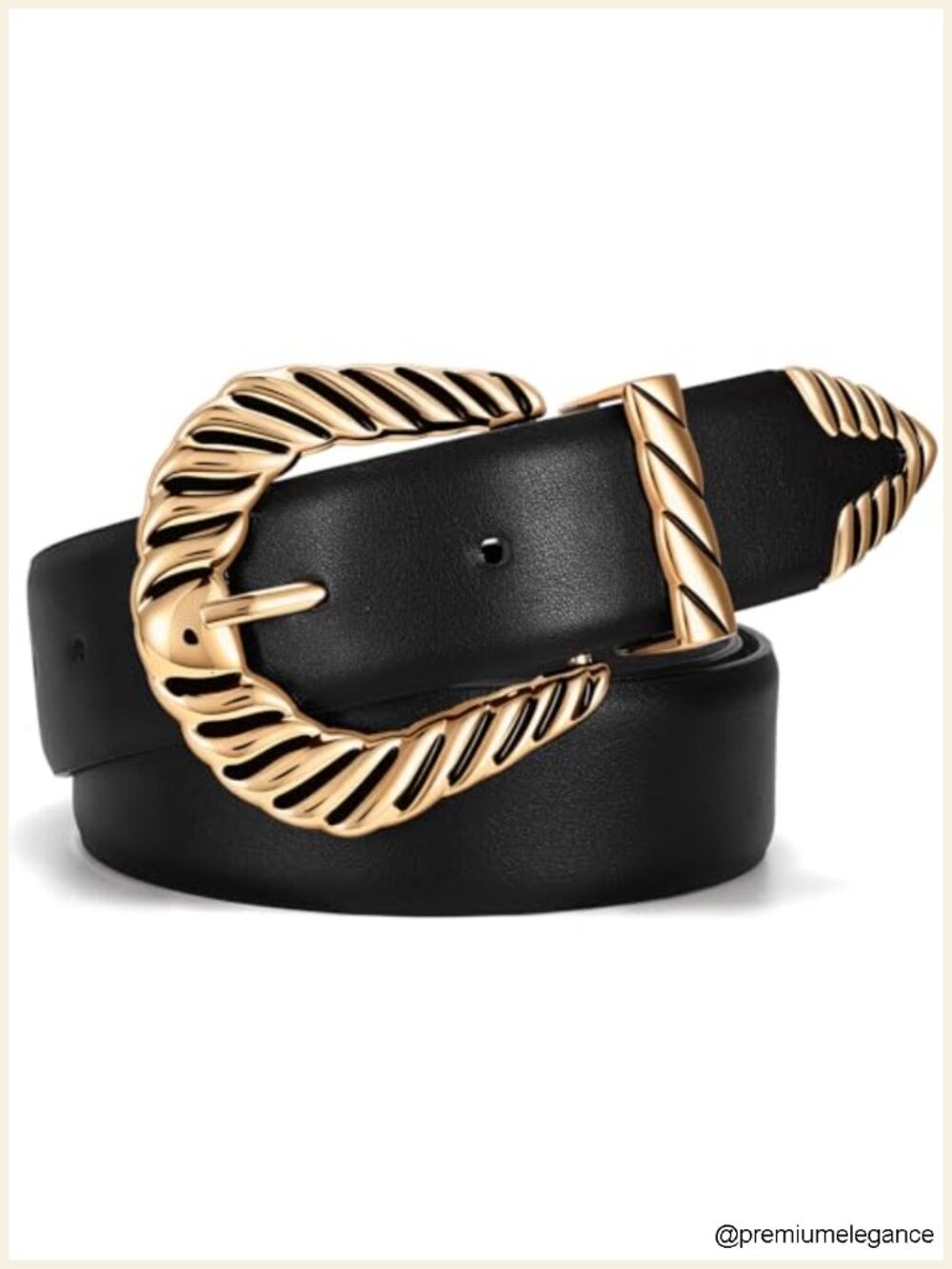 Women Western Belt Faux Leather Cowgirl Belt Gold Buckle